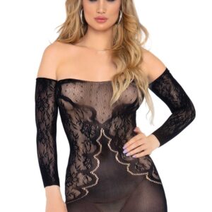 Mini Abito Sexy Off The Shoulder Nero